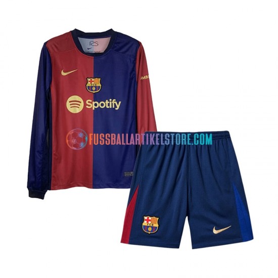 FC Barcelona Heimausrüstung 2024-2025 Kinder Set(Trikot und Hose) L/S