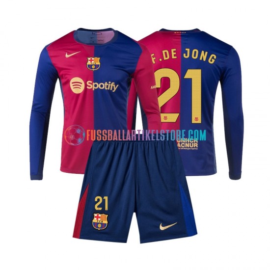 FC Barcelona Heimausrüstung Frenkie de Jong 21 2024-2025 Kinder Set(Trikot und Hose) L/S