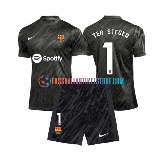 FC Barcelona Ausweichausrüstung Torwart Ter Stegen 1 2024-2025 Kinder Set(Trikot und Hose) S/S