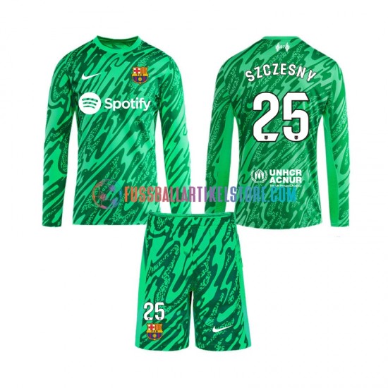 FC Barcelona Heimausrüstung Torwart Wojciech Szczesny 25 2024-2025 Kinder Set(Trikot und Hose) L/S