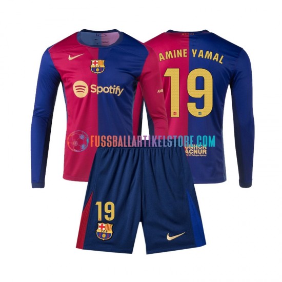 FC Barcelona Heimausrüstung Lamine Yamal 19 2024-2025 Kinder Set(Trikot und Hose) L/S