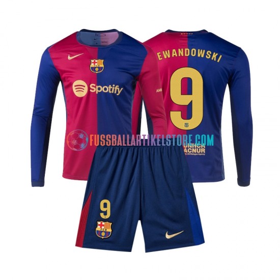 FC Barcelona Heimausrüstung Lewandowski 9 2024-2025 Kinder Set(Trikot und Hose) L/S