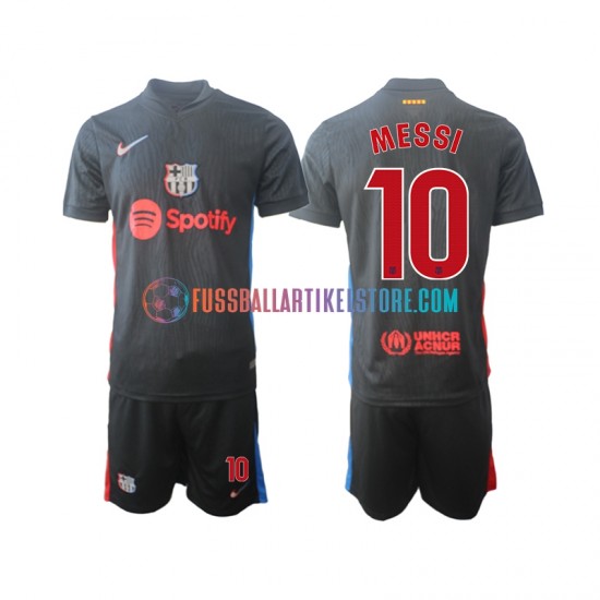 FC Barcelona Auswärtsausrüstung Lionel Messi 10 2024-2025 Kinder Set(Trikot und Hose) S/S