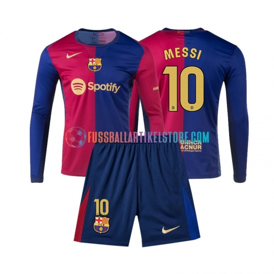 FC Barcelona Heimausrüstung Lionel Messi 10 2024-2025 Kinder Set(Trikot und Hose) L/S