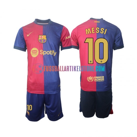 FC Barcelona Heimausrüstung Lionel Messi 10 2024-2025 Kinder Set(Trikot und Hose) S/S