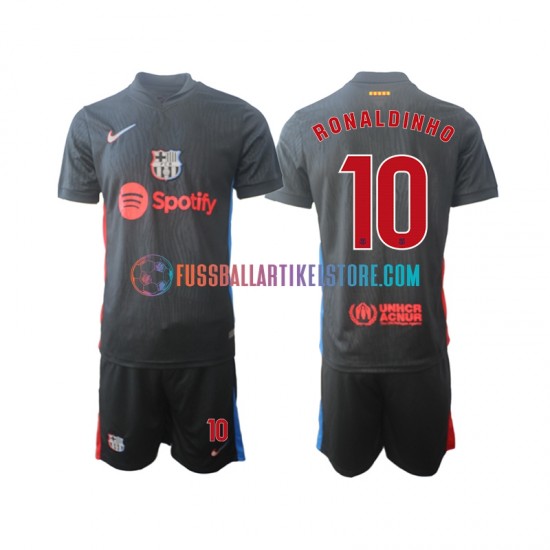 FC Barcelona Auswärtsausrüstung Ronaldinho 10 2024-2025 Kinder Set(Trikot und Hose) S/S