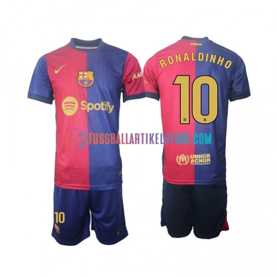 FC Barcelona Heimausrüstung Ronaldinho 10 2024-2025 Kinder Set(Trikot und Hose) L/S