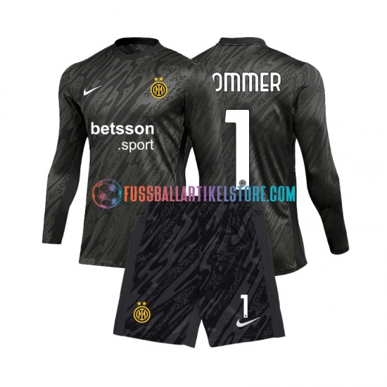 Inter Mailand Ausweichausrüstung Torwart Yann Sommer 1 2024-2025 Kinder Set(Trikot und Hose) L/S