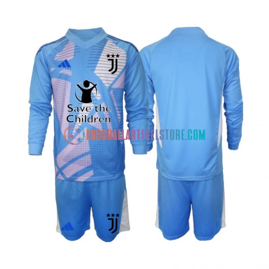 Juventus Turin Heimausrüstung Torwart 2024-2025 Kinder Set(Trikot und Hose) Blau L/S