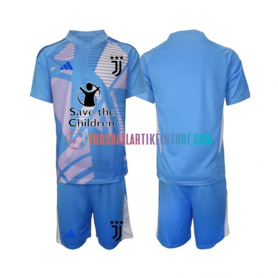 Juventus Turin Heimausrüstung Torwart 2024-2025 Kinder Set(Trikot und Hose) Blau S/S