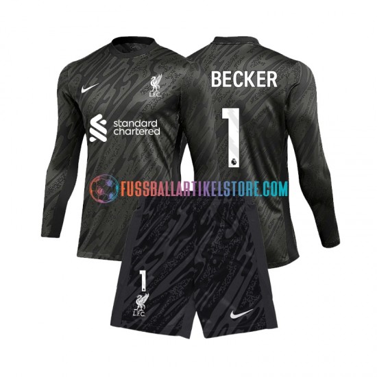 Liverpool Heimausrüstung Torwart Alisson Becker 1 2024-2025 Kinder Set(Trikot und Hose) L/S