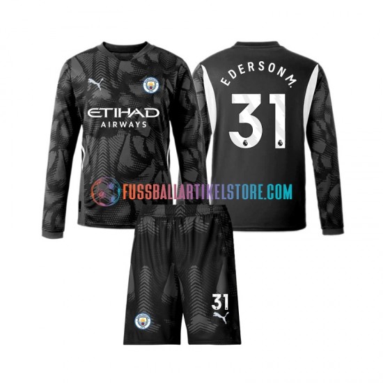 Manchester City Viertesausrüstung Torwart Ederson Moraes 31 2024-2025 Kinder Set(Trikot und Hose) L/S