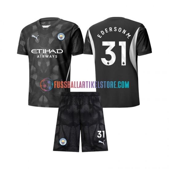 Manchester City Viertesausrüstung Torwart Ederson Moraes 31 2024-2025 Kinder Set(Trikot und Hose) S/S