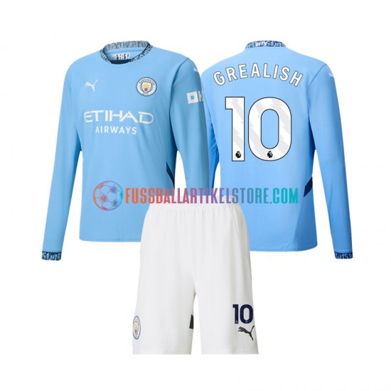 Manchester City Heimausrüstung Jack Grealish 10 2024-2025 Kinder Set(Trikot und Hose) L/S