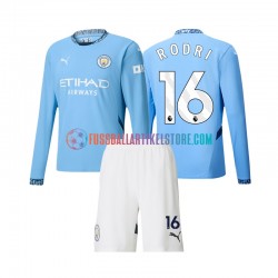 Manchester City Heimausrüstung Rodri 16 2024-2025 Kinder Set(Trikot und Hose) L/S
