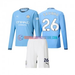Manchester City Heimausrüstung Savinho 26 2024-2025 Kinder Set(Trikot und Hose) L/S