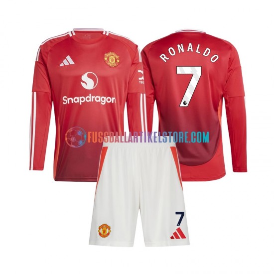 Manchester United Heimausrüstung Cristiano Ronaldo 7 2024-2025 Kinder Set(Trikot und Hose) L/S