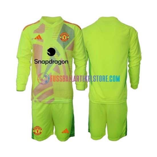 Manchester United Auswärtsausrüstung Torwart 2024-2025 Kinder Set(Trikot und Hose) L/S