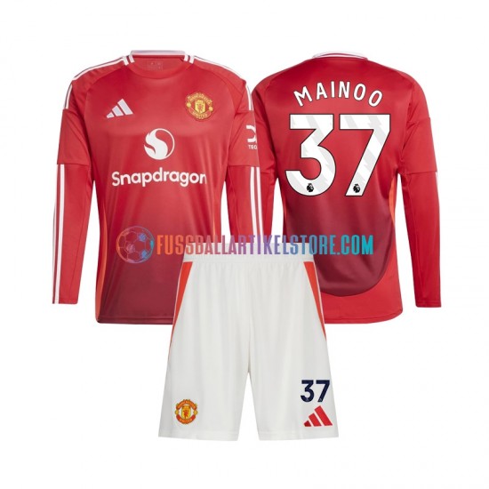 Manchester United Heimausrüstung Kobbie Mainoo 37 2024-2025 Kinder Set(Trikot und Hose) L/S