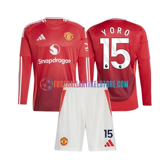 Manchester United Heimausrüstung Leny Yoro 15 2024-2025 Kinder Set(Trikot und Hose) L/S