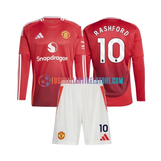 Manchester United Heimausrüstung Marcus Rashford 10 2024-2025 Kinder Set(Trikot und Hose) L/S