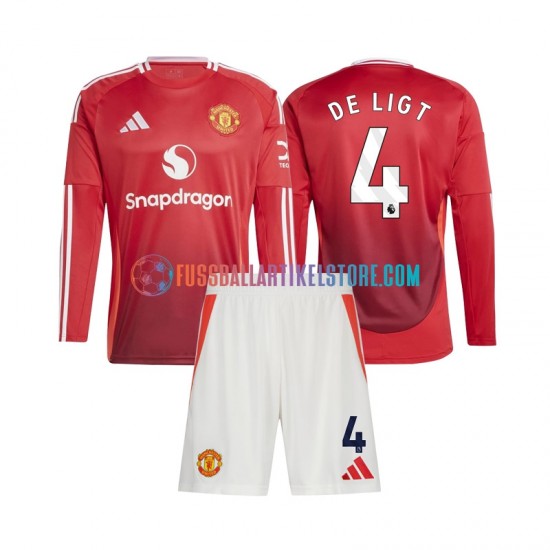 Manchester United Heimausrüstung Matthijs de Ligt 4 2024-2025 Kinder Set(Trikot und Hose) L/S