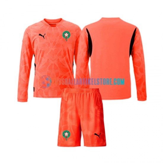 Marokko Heimausrüstung Torwart 2024 Kinder Set(Trikot und Hose) L/S