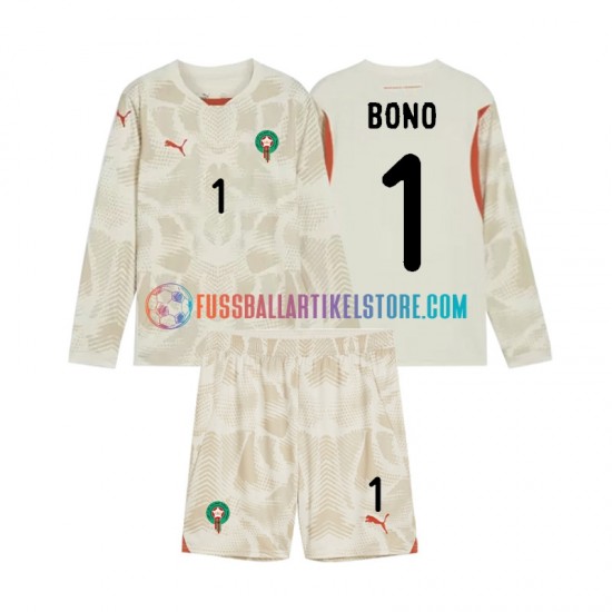 Marokko Auswärtsausrüstung Torwart Yassine Bounou 1 2024 Kinder Set(Trikot und Hose) L/S