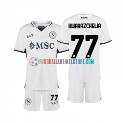 SSC Neapel Auswärtsausrüstung Khvicha Kvaratskhelia 77 2024-2025 Kinder Set(Trikot und Hose) S/S