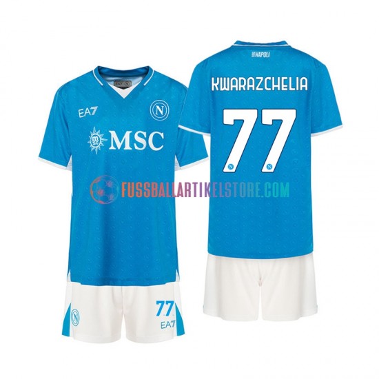 SSC Neapel Heimausrüstung Khvicha Kvaratskhelia 77 2024-2025 Kinder Set(Trikot und Hose) S/S