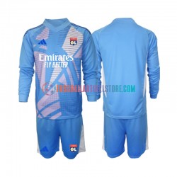 Olympique Lyon Ausweichausrüstung Torwart 2024-2025 Kinder Set(Trikot und Hose) Blau L/S