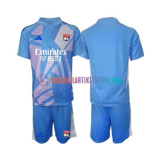 Olympique Lyon Ausweichausrüstung Torwart 2024-2025 Kinder Set(Trikot und Hose) Blau S/S