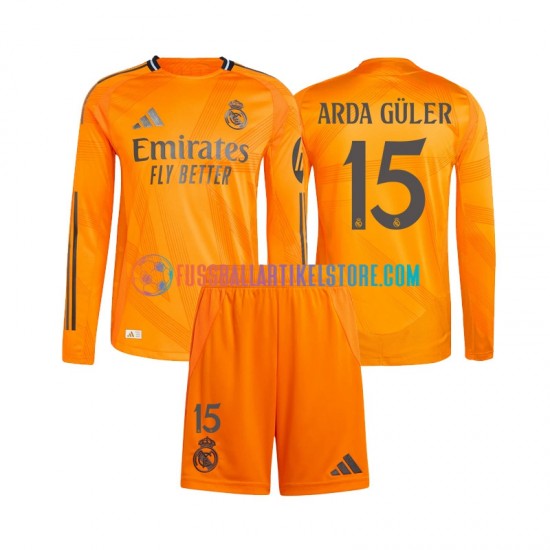 Real Madrid Auswärtsausrüstung Arda Guler 15 2024-2025 Kinder Set(Trikot und Hose) L/S