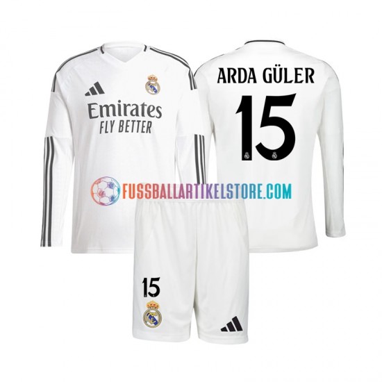 Real Madrid Heimausrüstung Arda Guler 15 2024-2025 Kinder Set(Trikot und Hose) L/S