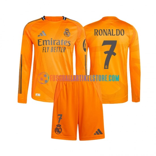 Real Madrid Auswärtsausrüstung Cristiano Ronaldo 7 2024-2025 Kinder Set(Trikot und Hose) L/S