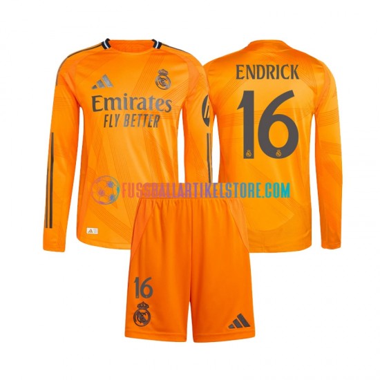 Real Madrid Auswärtsausrüstung Endrick 16 2024-2025 Kinder Set(Trikot und Hose) L/S