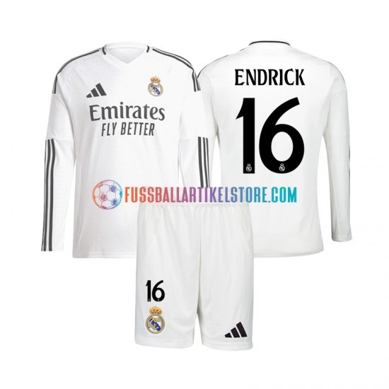 Real Madrid Heimausrüstung Endrick 16 2024-2025 Kinder Set(Trikot und Hose) L/S