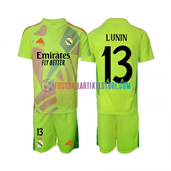 Real Madrid Viertesausrüstung Torwart Lunin 13 2024-2025 Kinder Set(Trikot und Hose) S/S