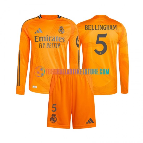 Real Madrid Auswärtsausrüstung Jude Bellingham 5 2024-2025 Kinder Set(Trikot und Hose) L/S