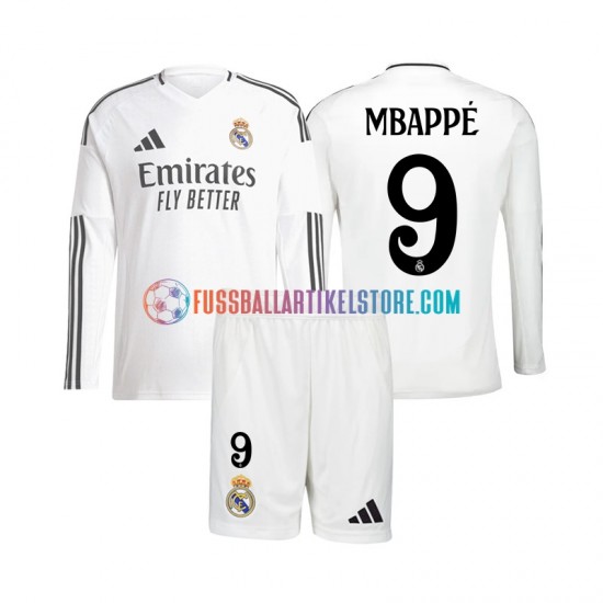 Real Madrid Heimausrüstung Mbappé Kylian 9 2024-2025 Kinder Set(Trikot und Hose) L/S