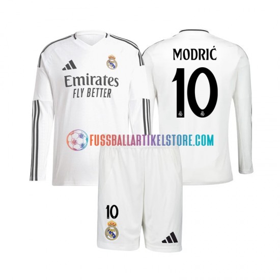 Real Madrid Heimausrüstung Modrić Luka 10 2024-2025 Kinder Set(Trikot und Hose) L/S